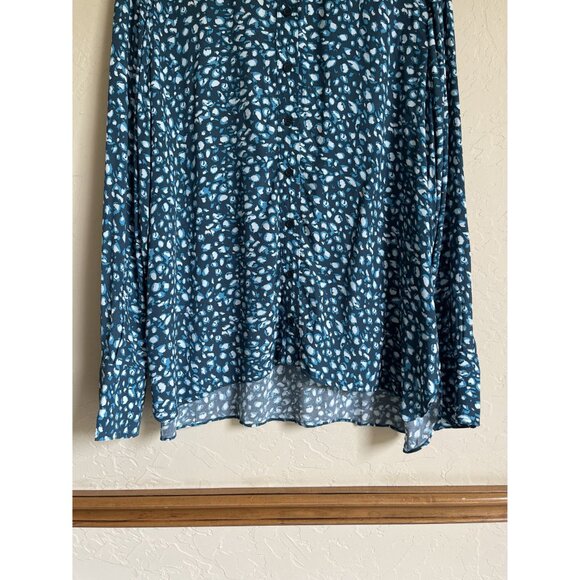 New! NWT Whistles Pastel Leopard Print Blue Turquoise Shirt US 14 MSRP $139 Long - Picture 6 of 16